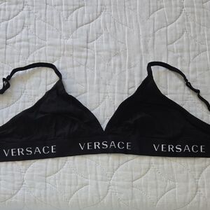 Versace Black Logo Triangle Bralette with Elastic Band